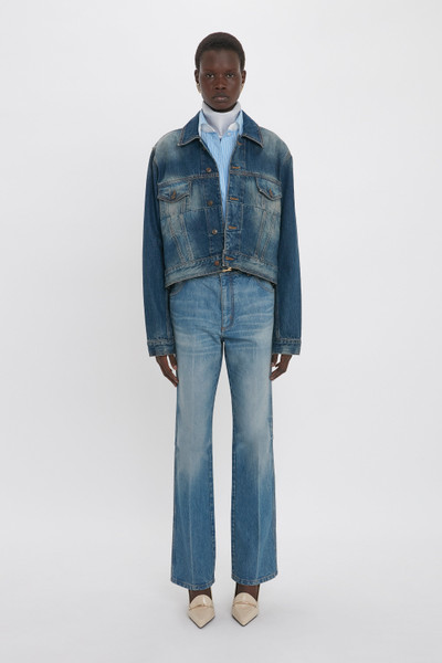 Victoria Beckham Cropped Denim Jacket In Heavy Vintage Indigo Wash outlook