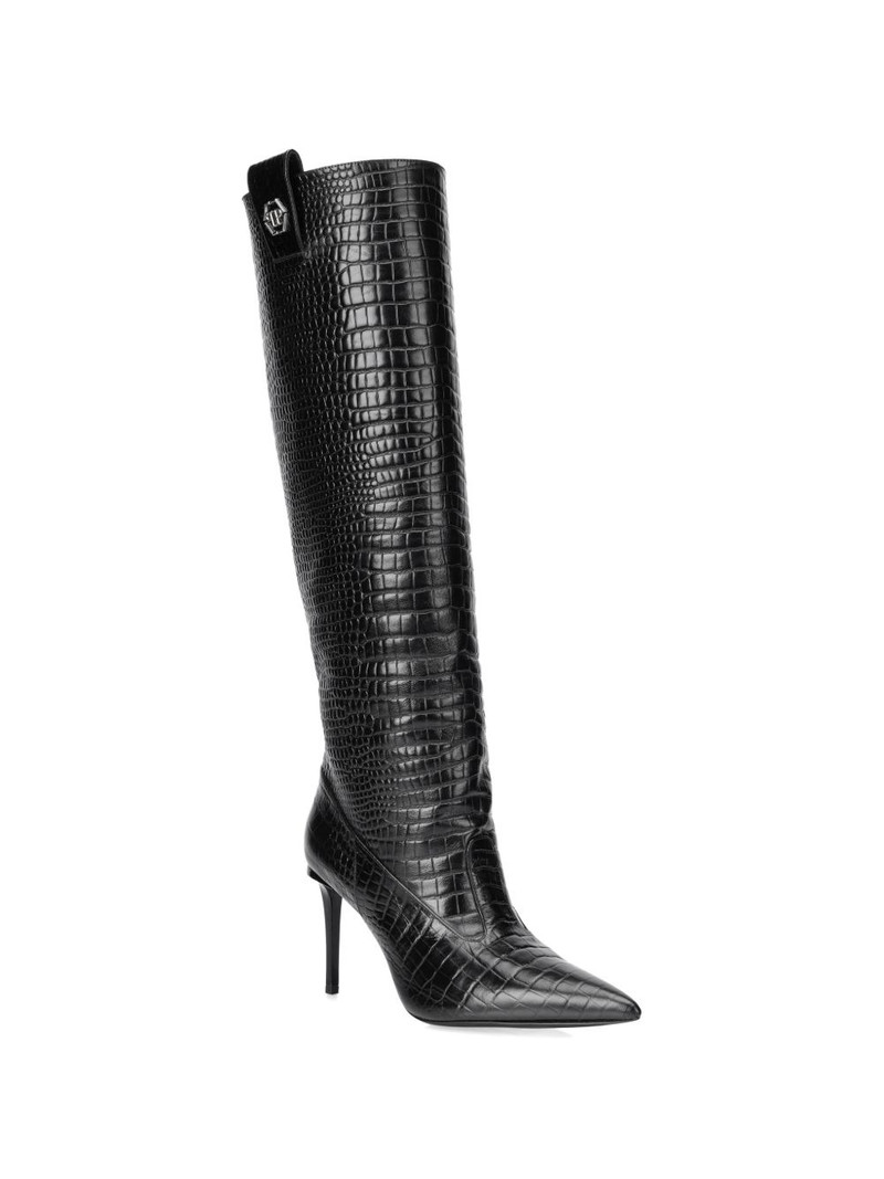PHILIPP PLEIN croco-print logo boots outlook