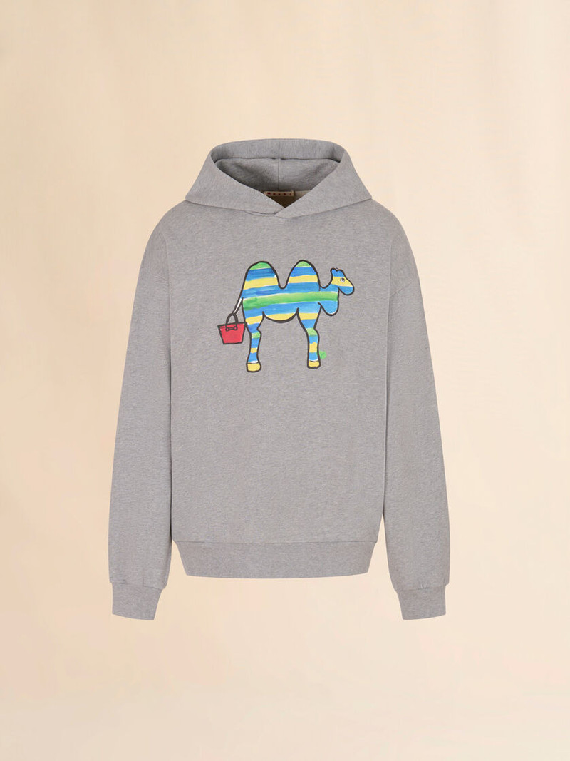 GREY COTTON SWEATSHIRT WITH MARNI ANIMAL ALPHABET PRINT 1