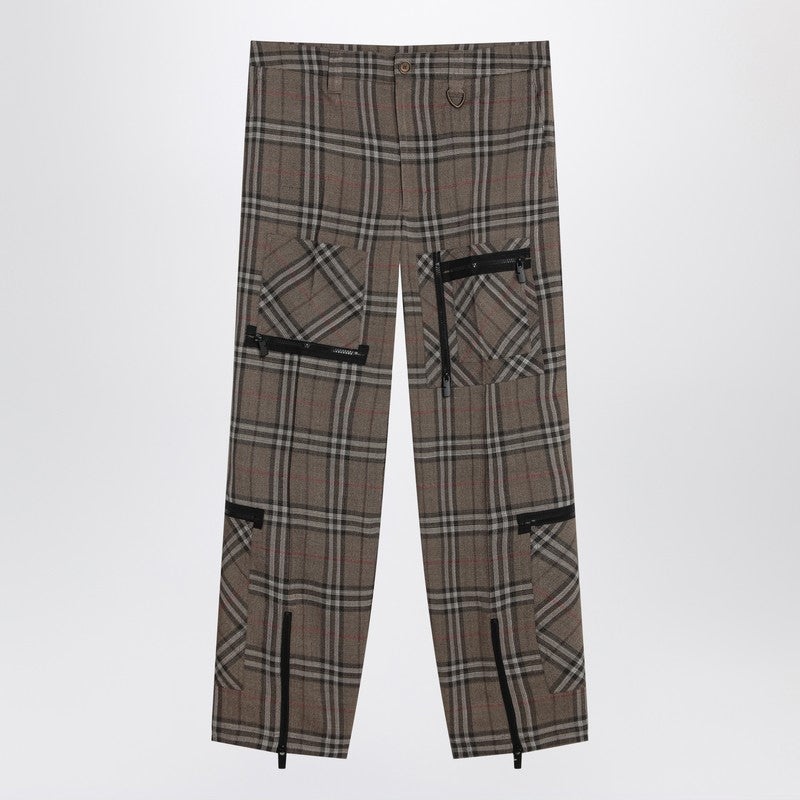 Burberry Cargo Pants Check Pattern In Silk Blend Men - 1