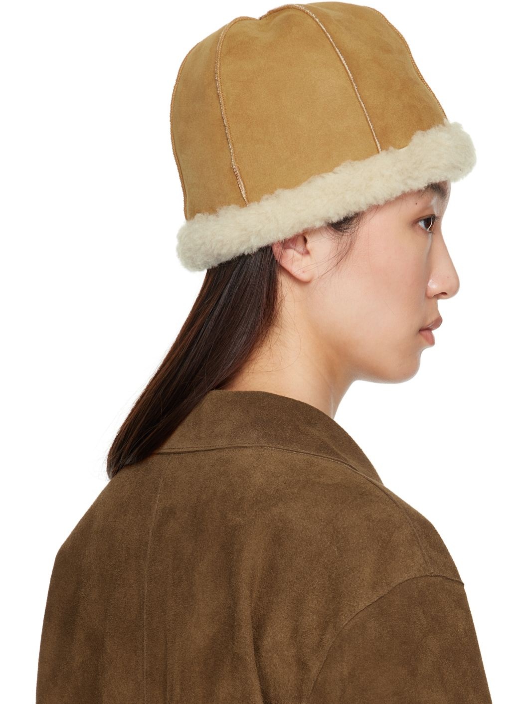 Tan & Beige Reversible Faux-Shearling Hat - 3