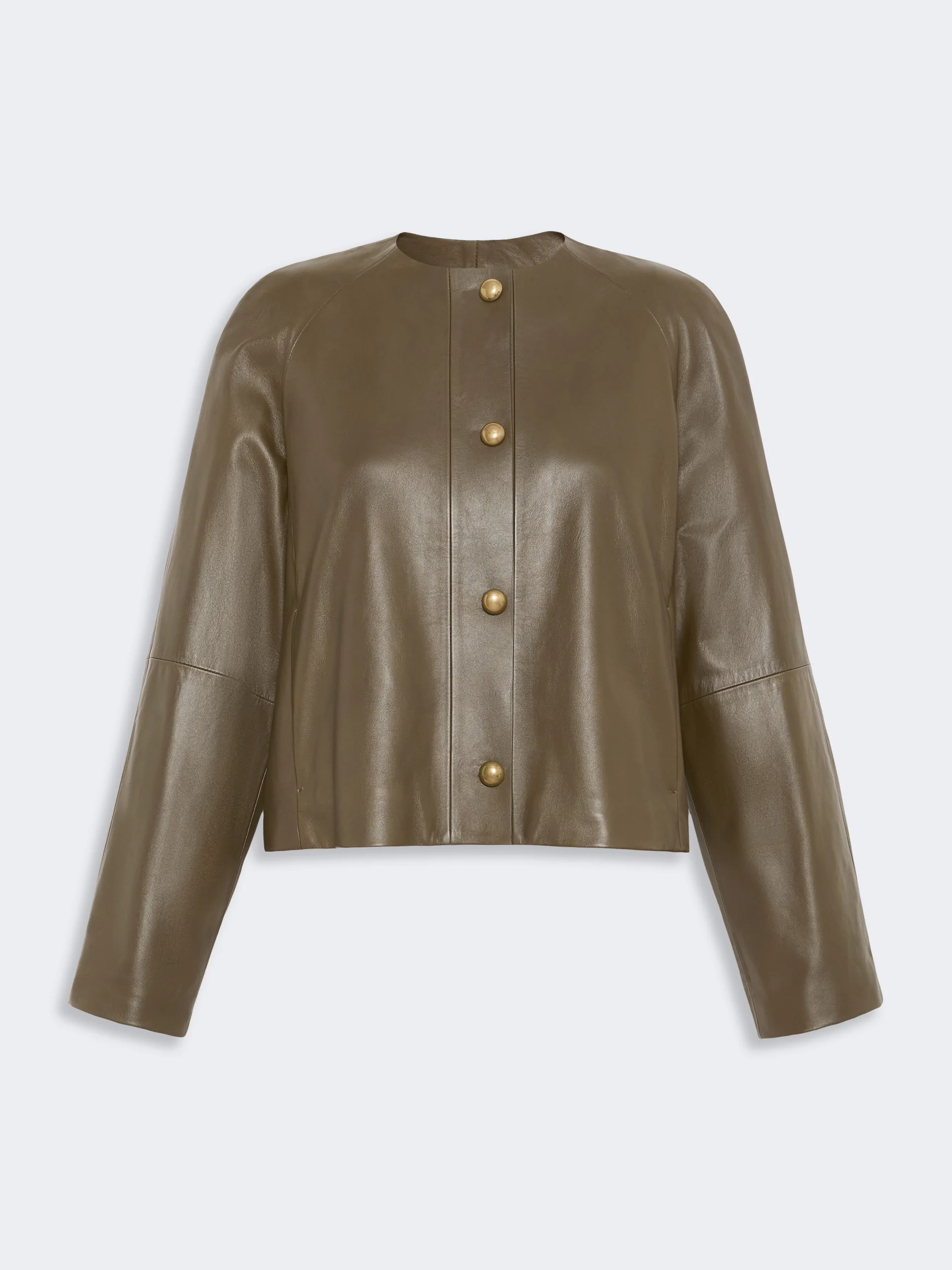 BOUQUET Nappa leather crew-neck jacket - KAKI - 1