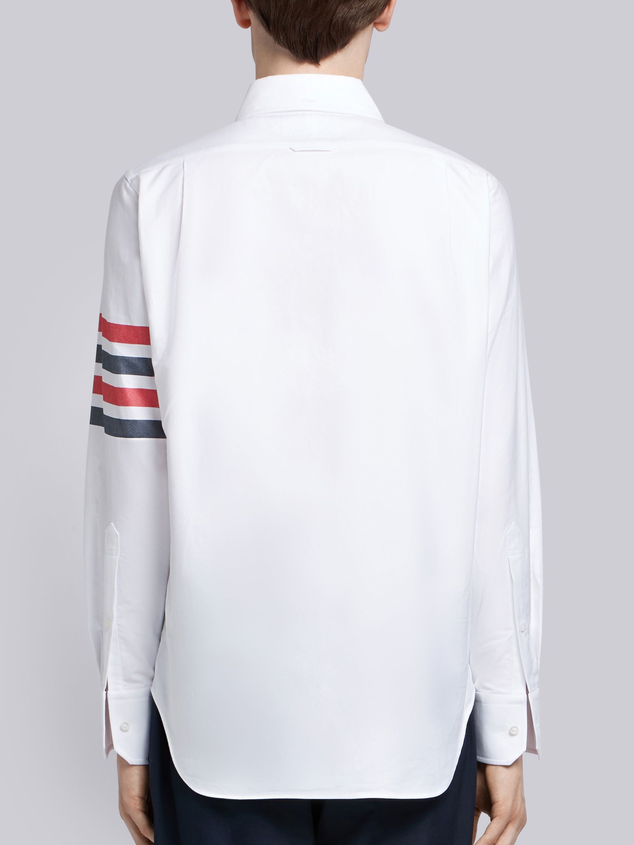 White Oxford Bicolor 4-bar Zip-front Shirt - 3