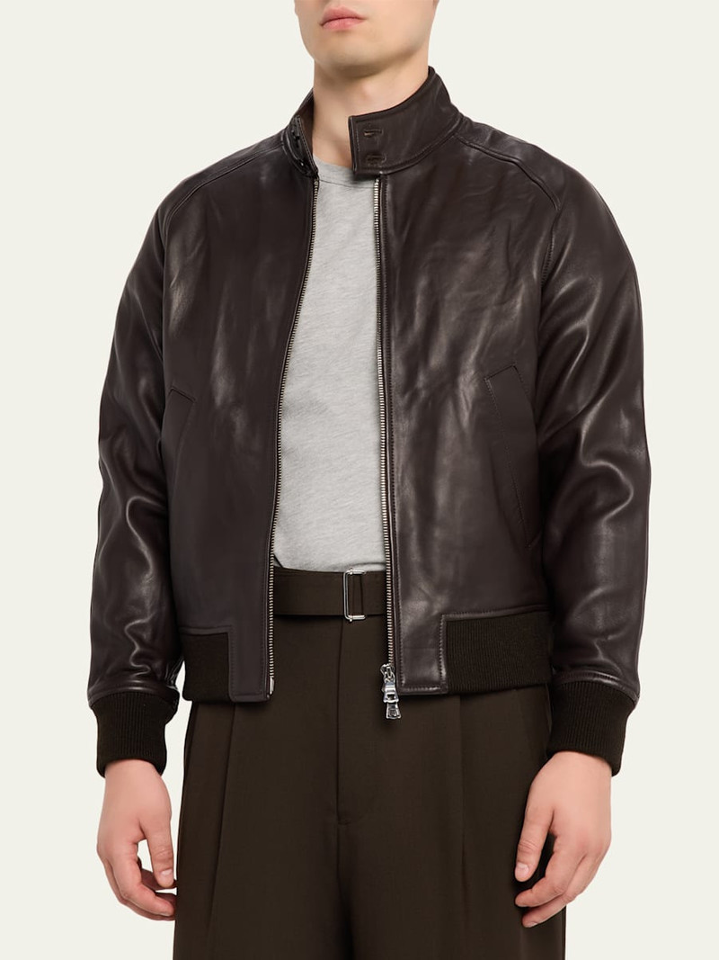 OFFICINE GÉNÉRALE Men's Craig Leather Bomber Jacket outlook