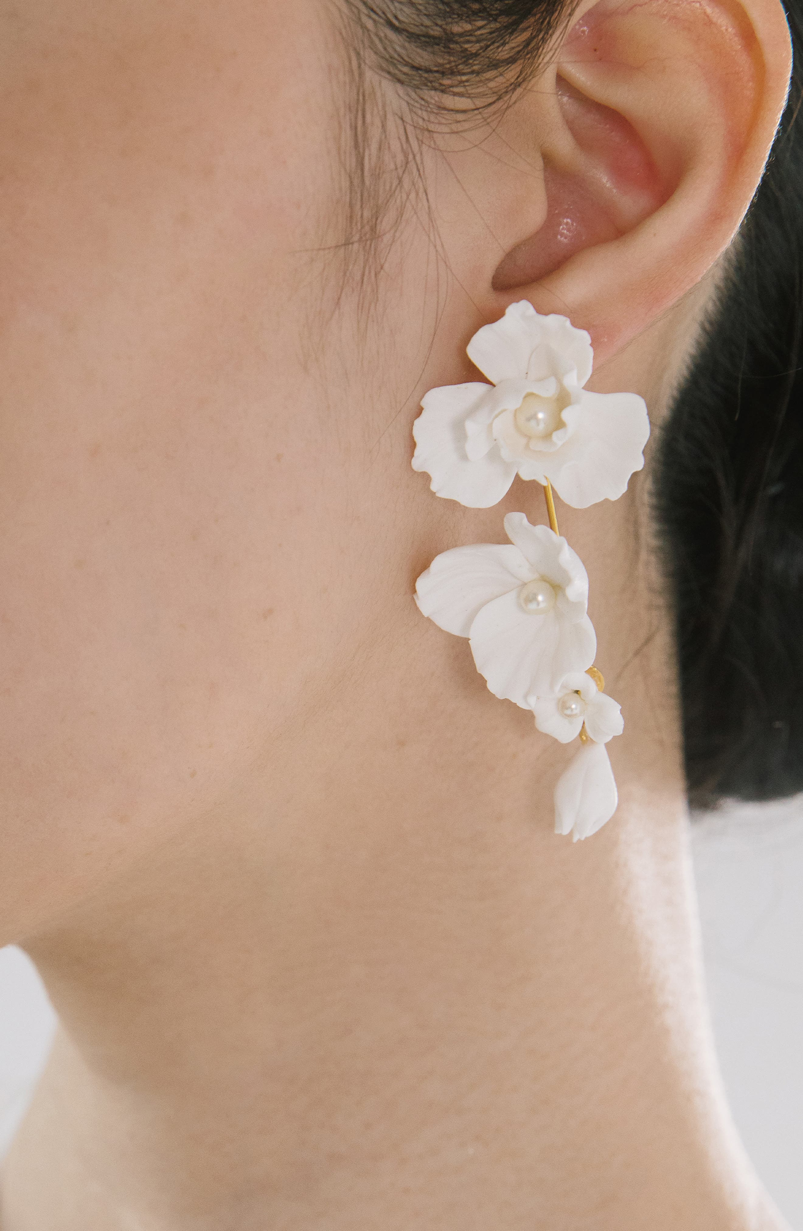 Jennifer Behr Mariam Floral & Faux Pearl Drop Earrings in Cream at Nordstrom - 2