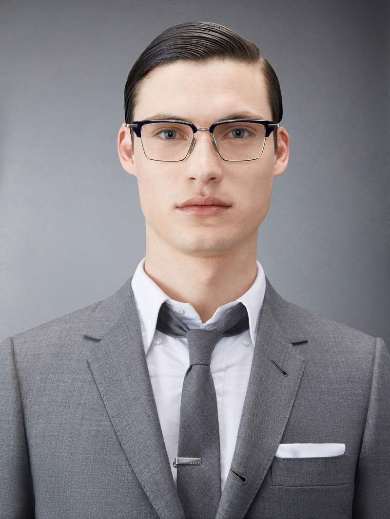 Thom Browne RECTANGULAR EYEGLASSES IN ACETATE AND TITANIUM outlook