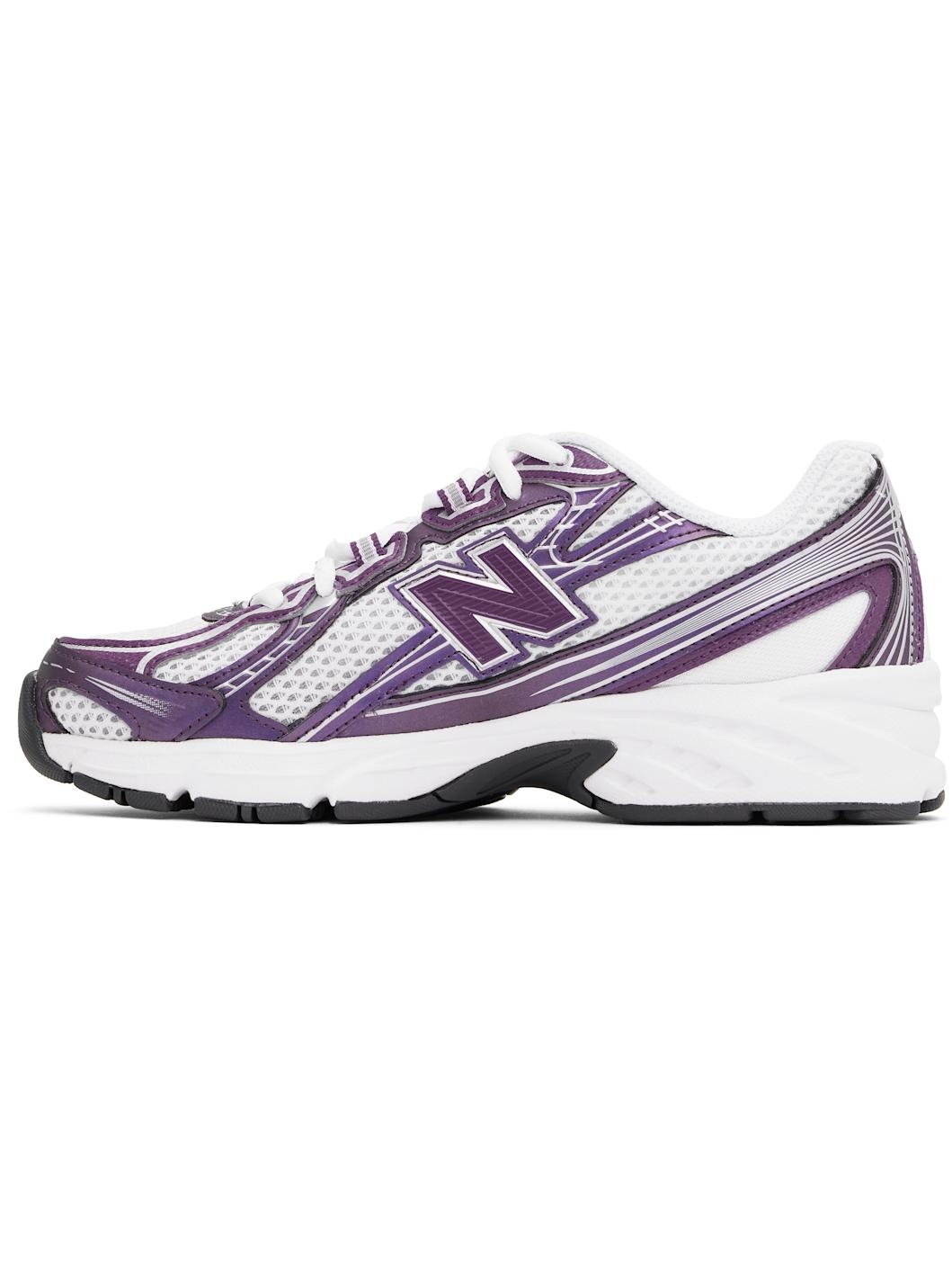 White & Purple 740 Sneakers - 3