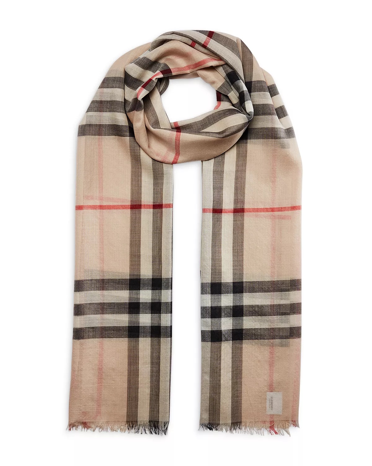 Burberry Lightweight Giant Check Wool & Silk Scarf