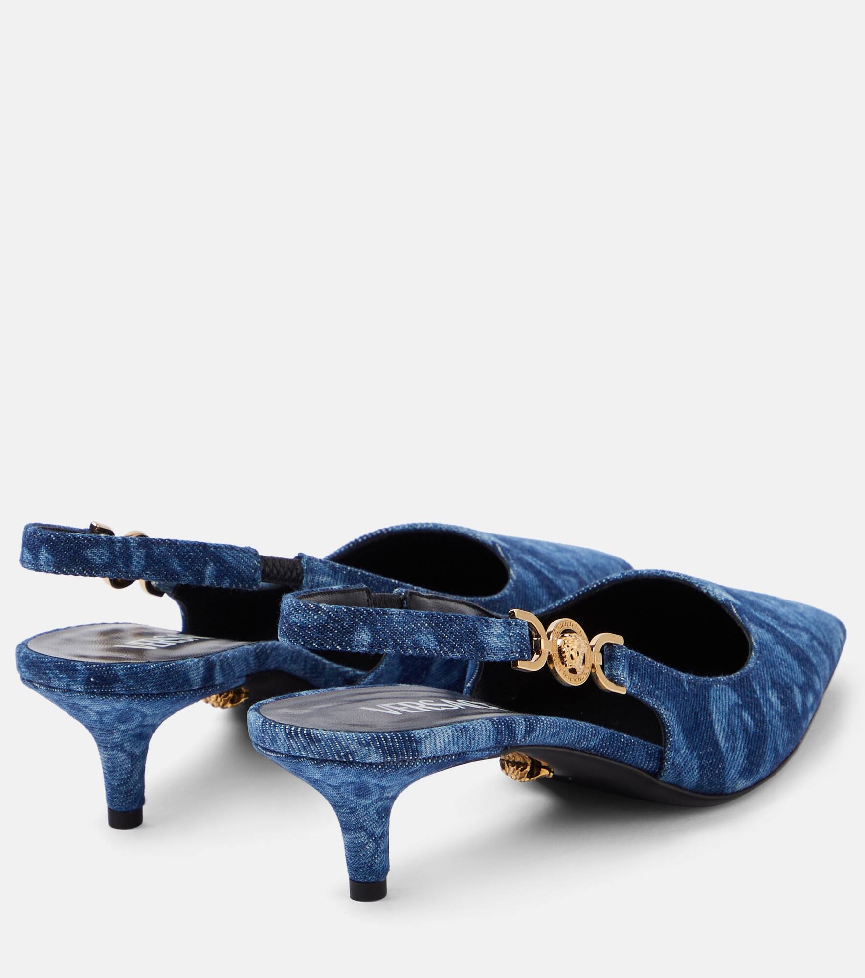 Barocco denim slingback pumps - 3