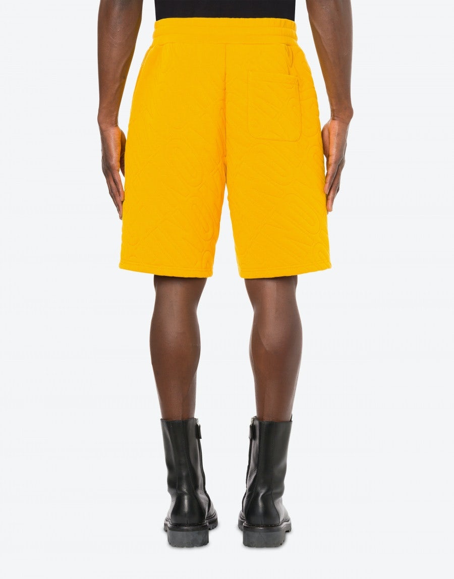 QUILTED ALLOVER LOGO ORGANIC FLEECE BERMUDA SHORTS - 3