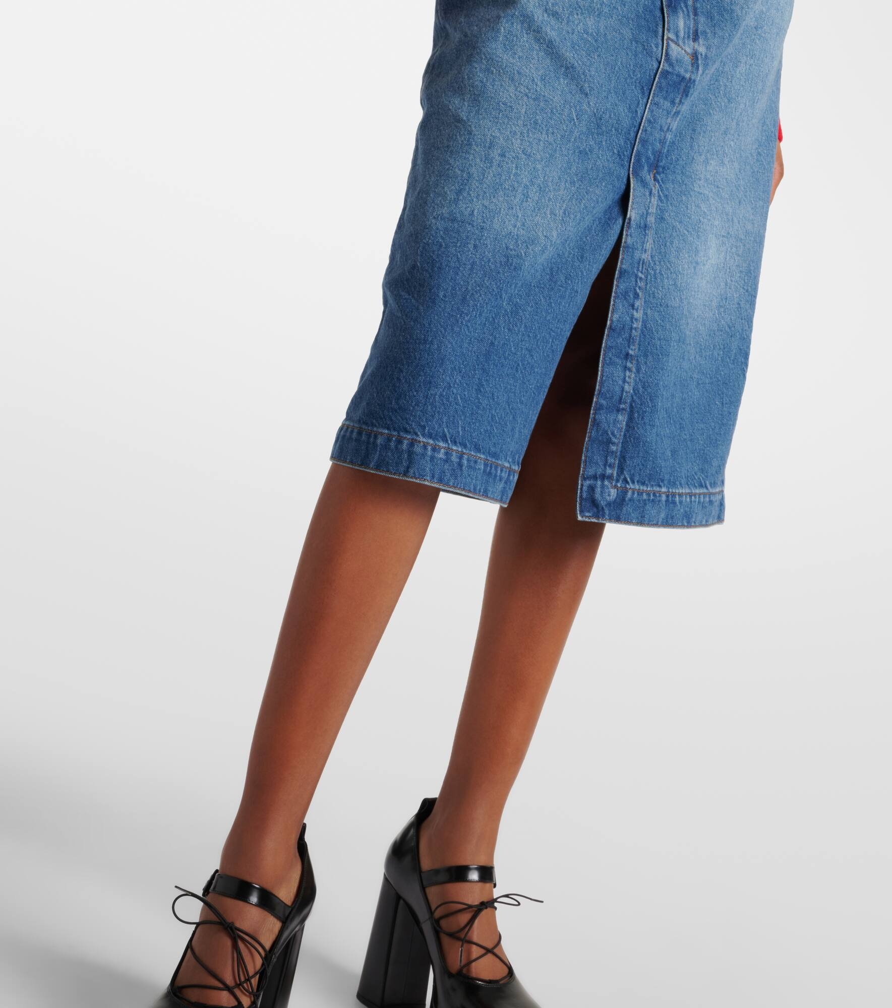 High-rise denim midi skirt - 5