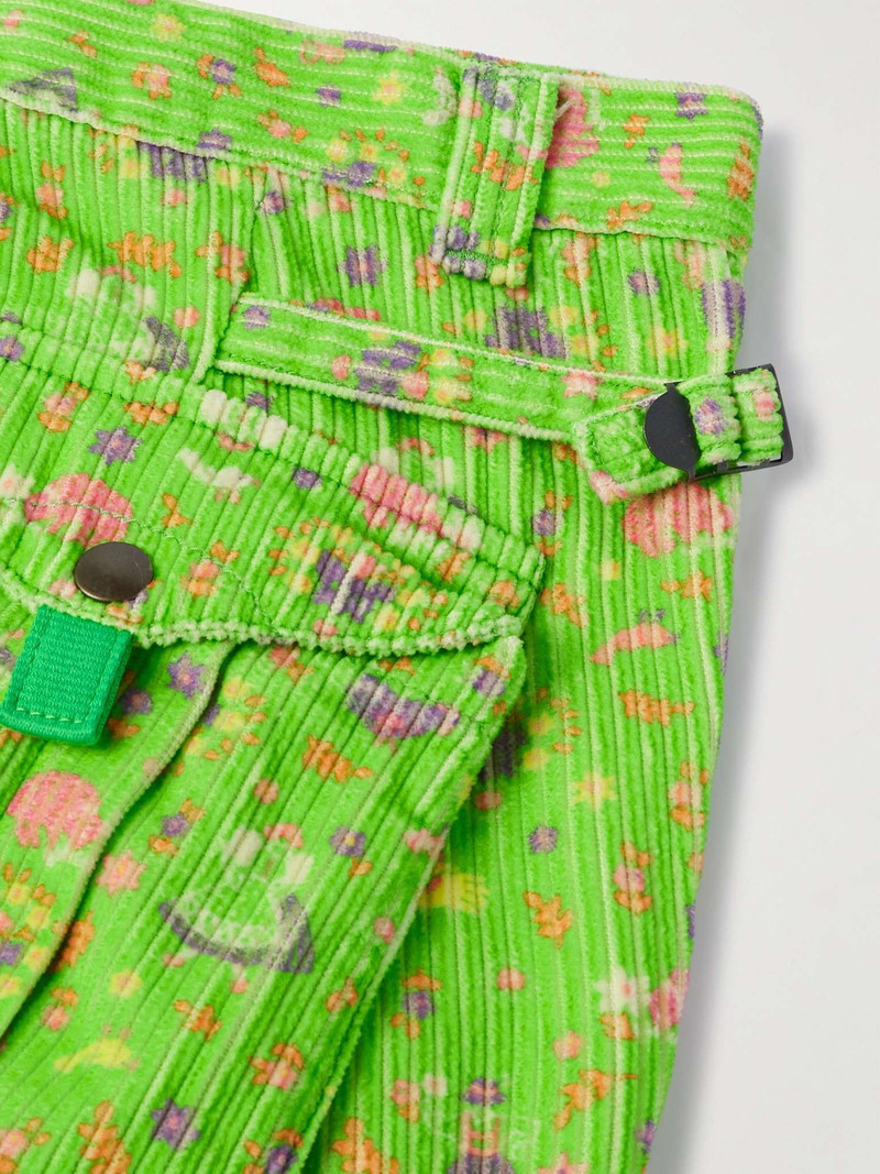 Straight-Leg Glittered Printed Cotton-Corduroy Cargo Trousers 5