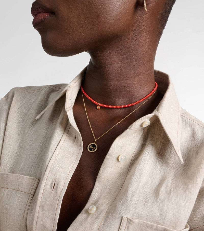 SYDNEY EVAN Love 14kt yellow gold charm necklace outlook