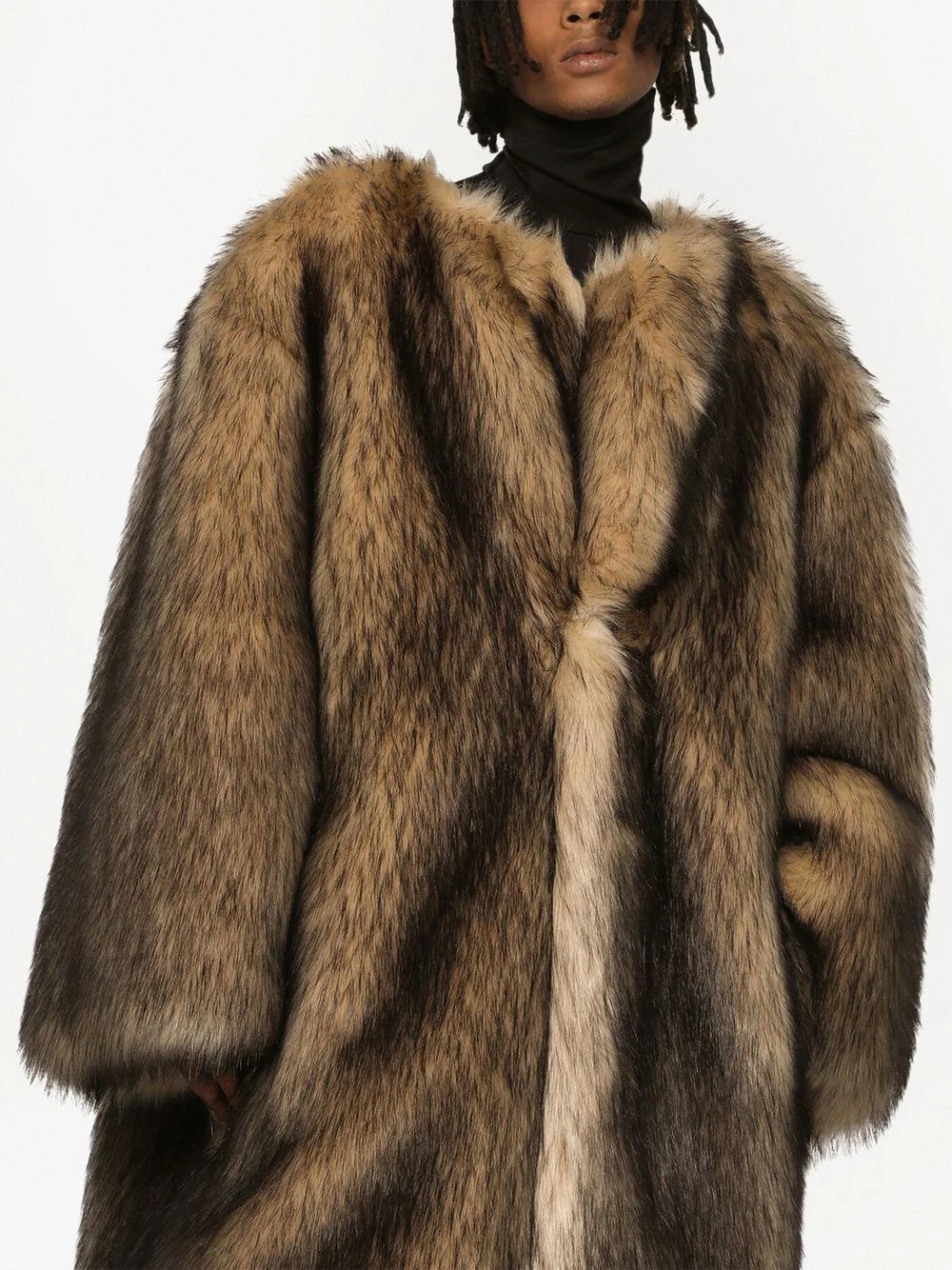 oversized faux-fur coat - 5