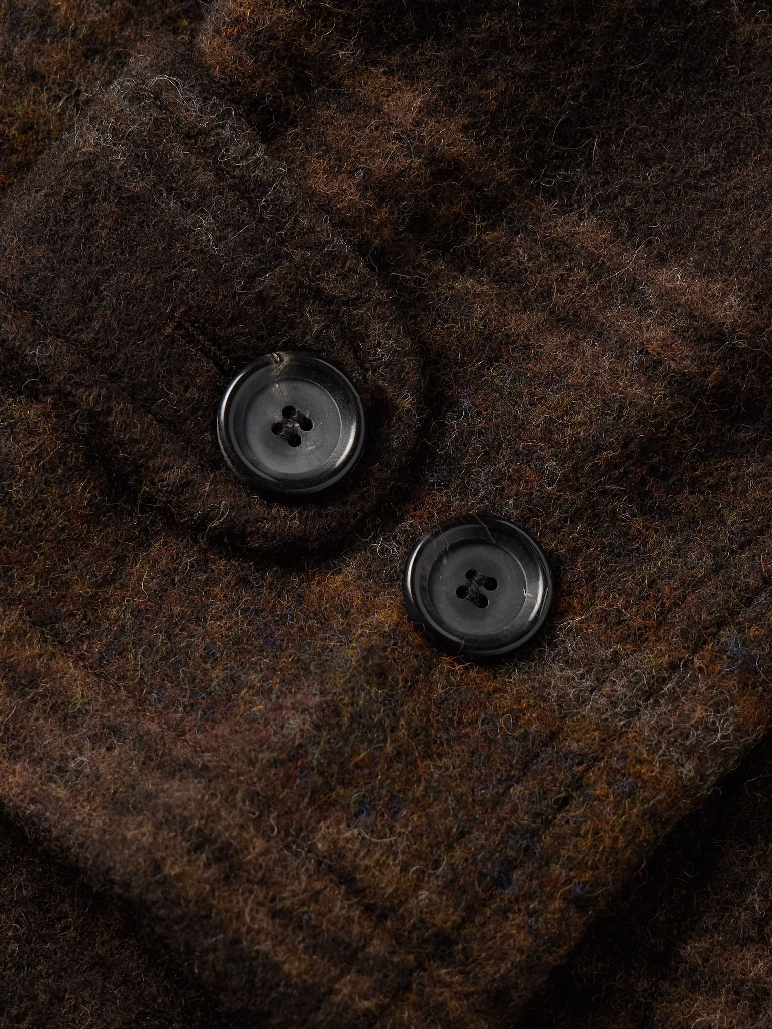 Grandpa Belted Checked Wool-Felt Coat Brown - 5