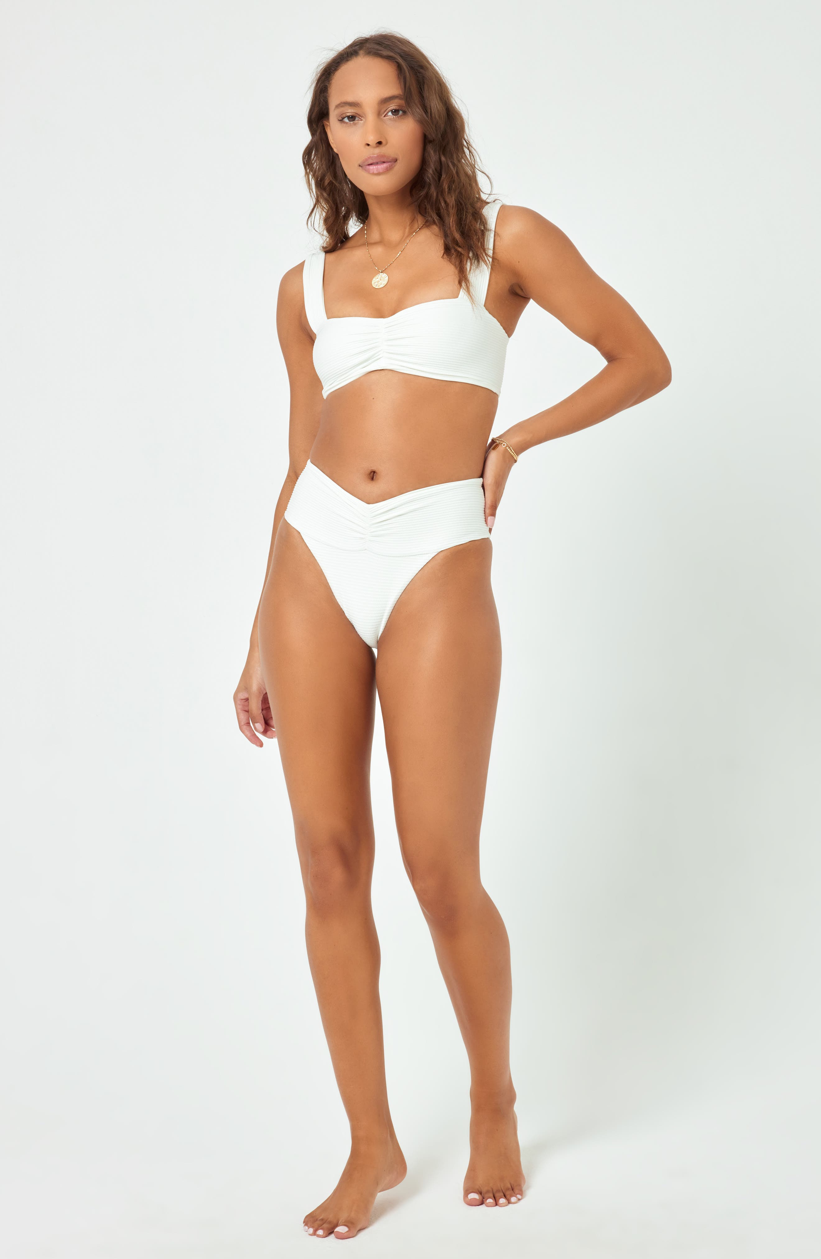LSPACE Bardot Ribbed Bikini Bottoms in Cream at Nordstrom - 8
