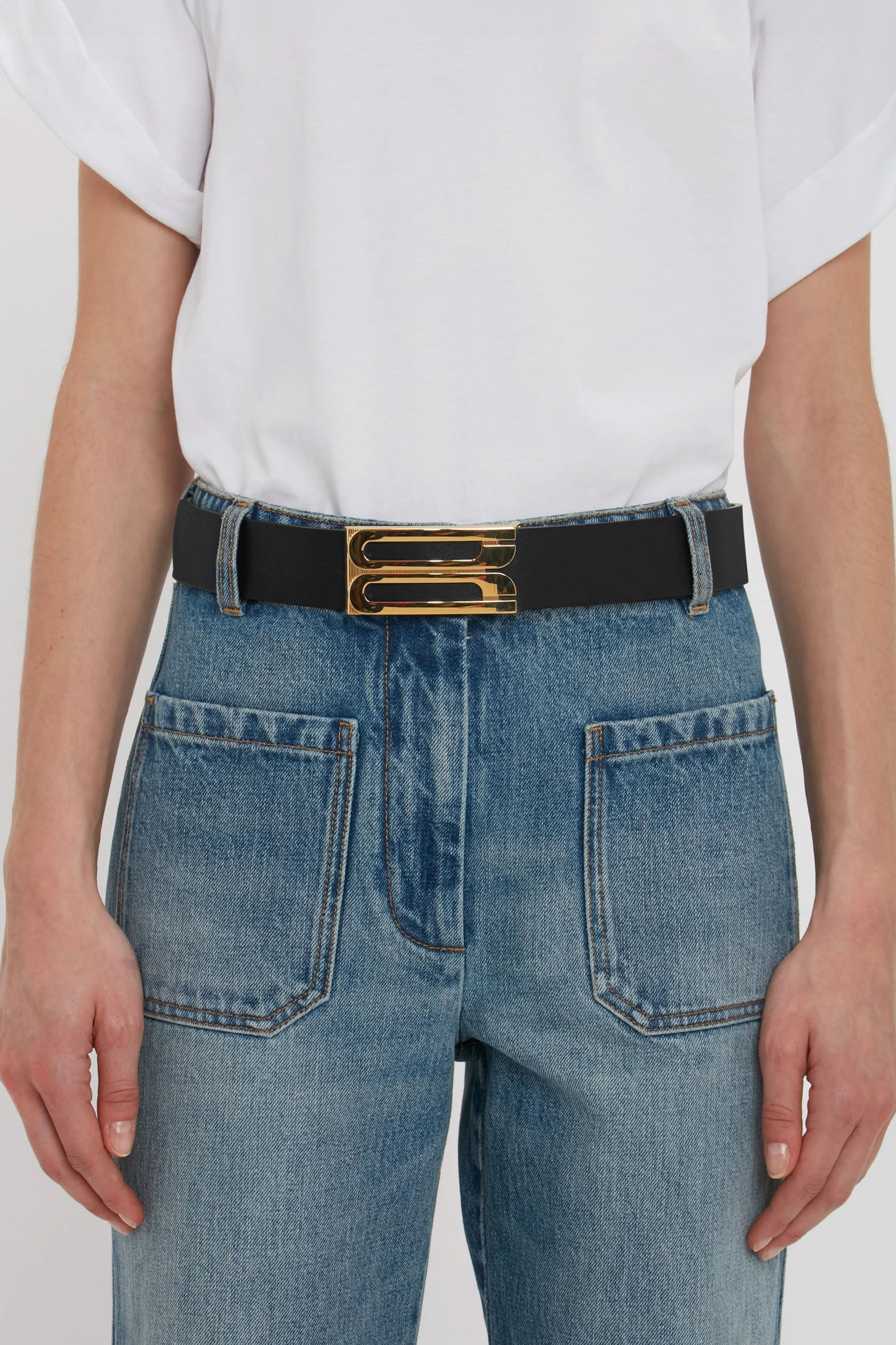 Jumbo Frame Belt In Black Leather - 2