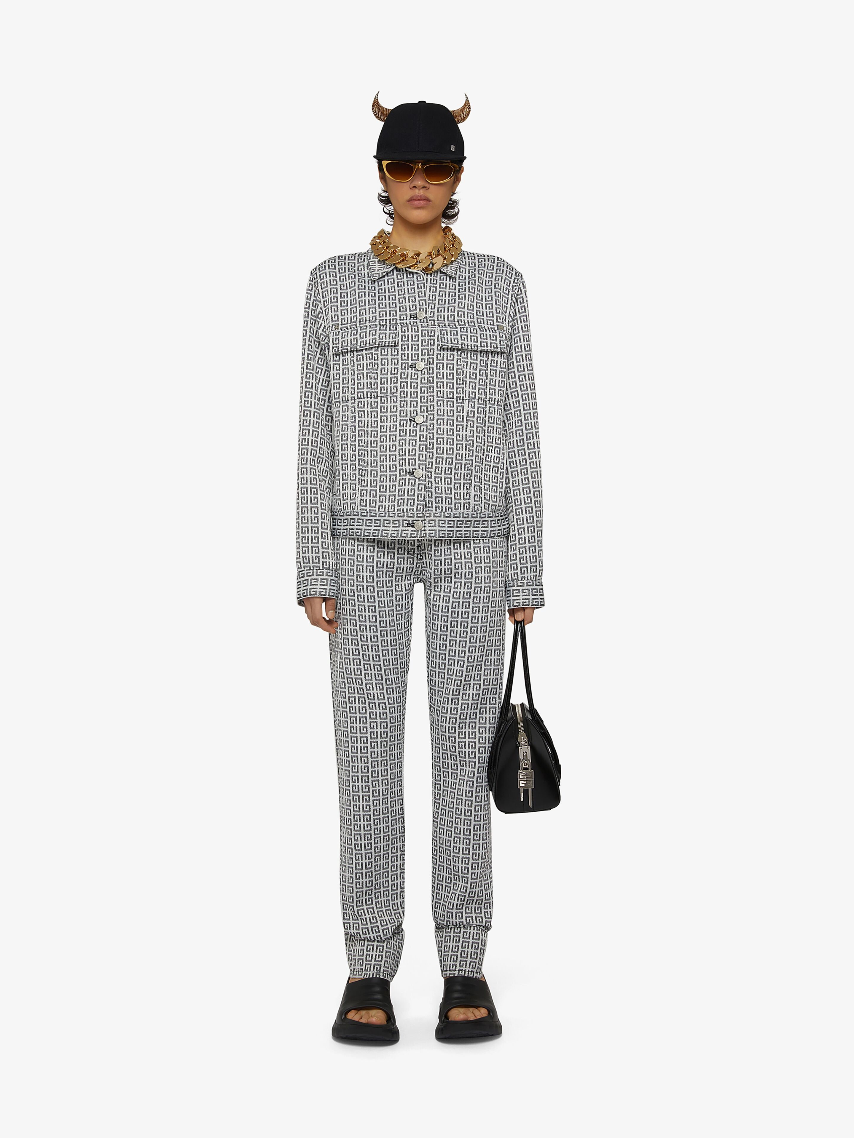 4G JACQUARD DENIM EFFECT PANTS - 2
