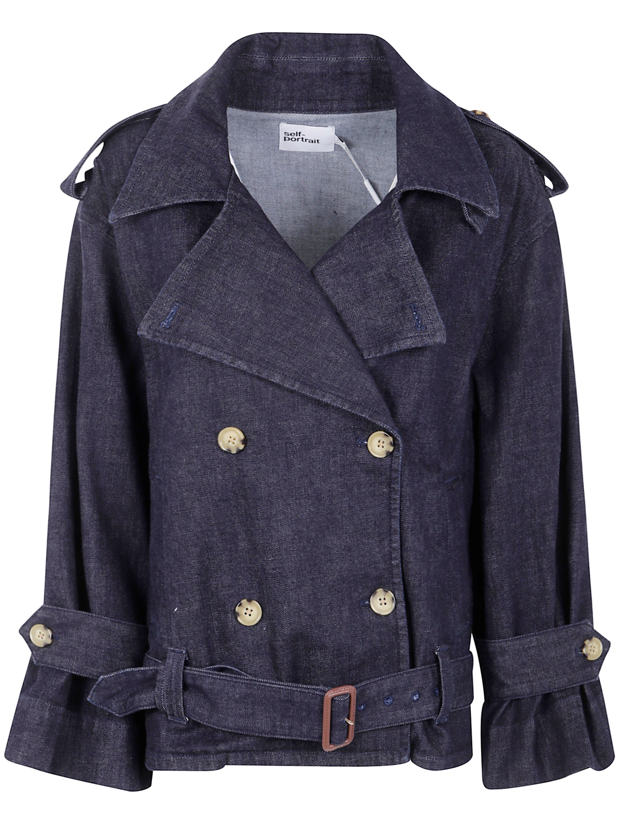 Introducing the 'DENIM TRENCH JACKET' from the esteemed brand SELF-PORTRAIT, a stunning addition to  - 1