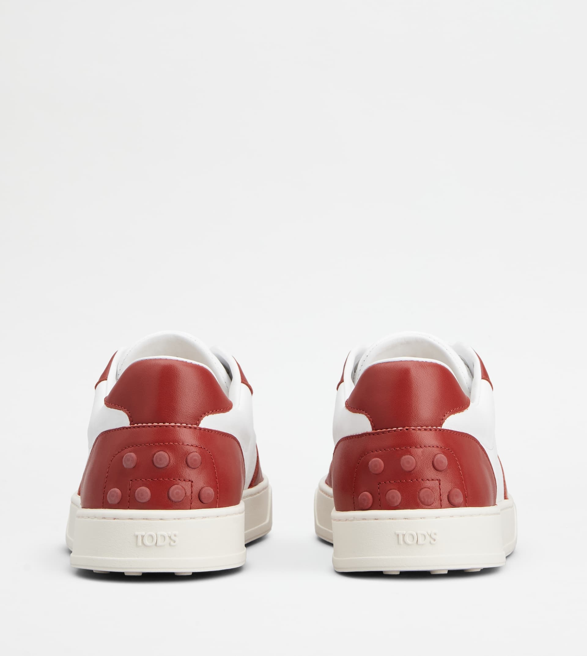 SNEAKERS IN LEATHER - WHITE, RED - 3