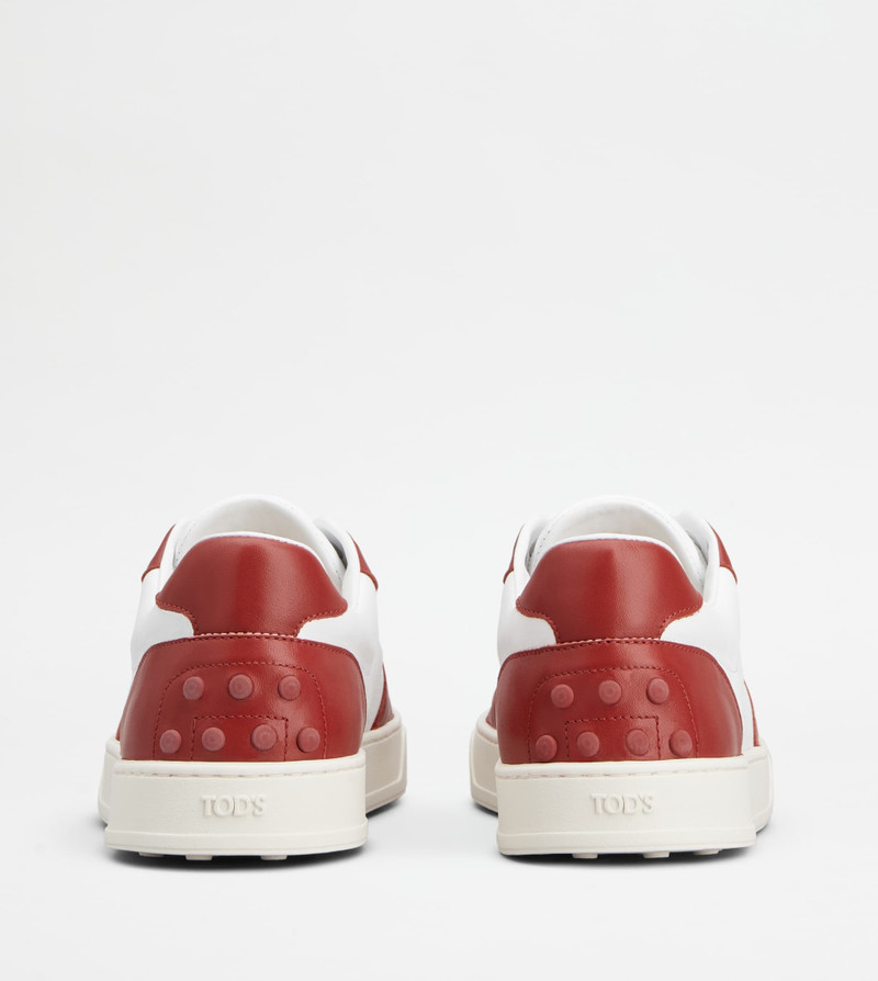 Tod's SNEAKERS IN LEATHER - WHITE, RED outlook