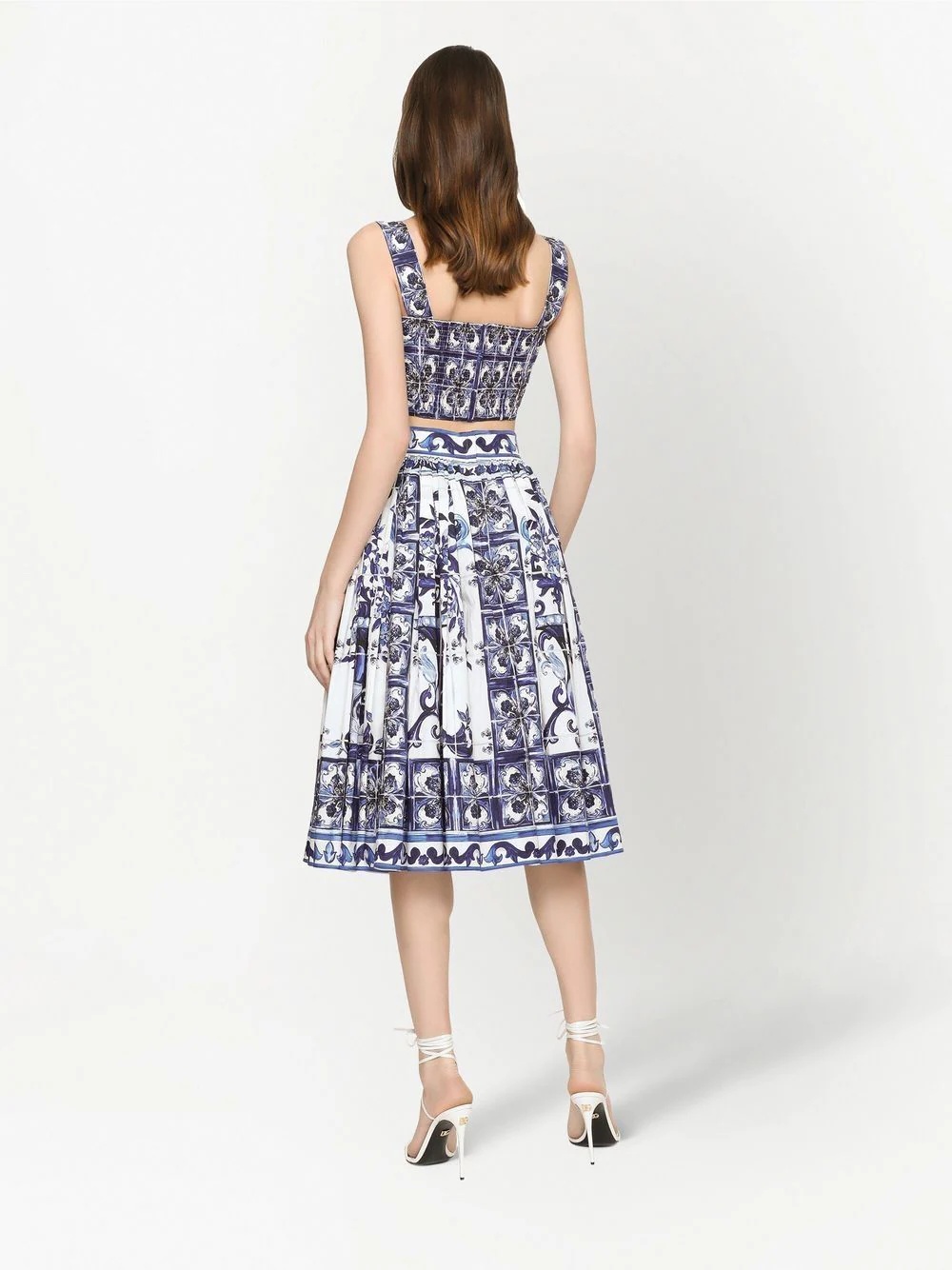 Majolica-print cropped top - 4