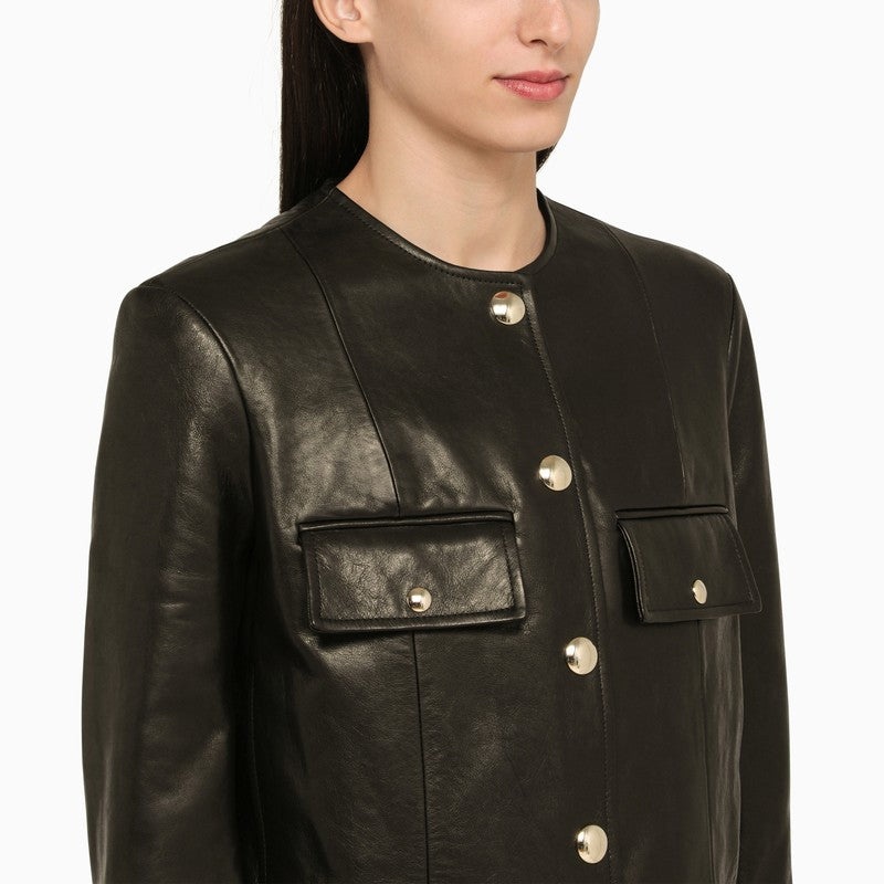 KHAITE Khaite Black Leather Laybin Jacket Women | luosophy