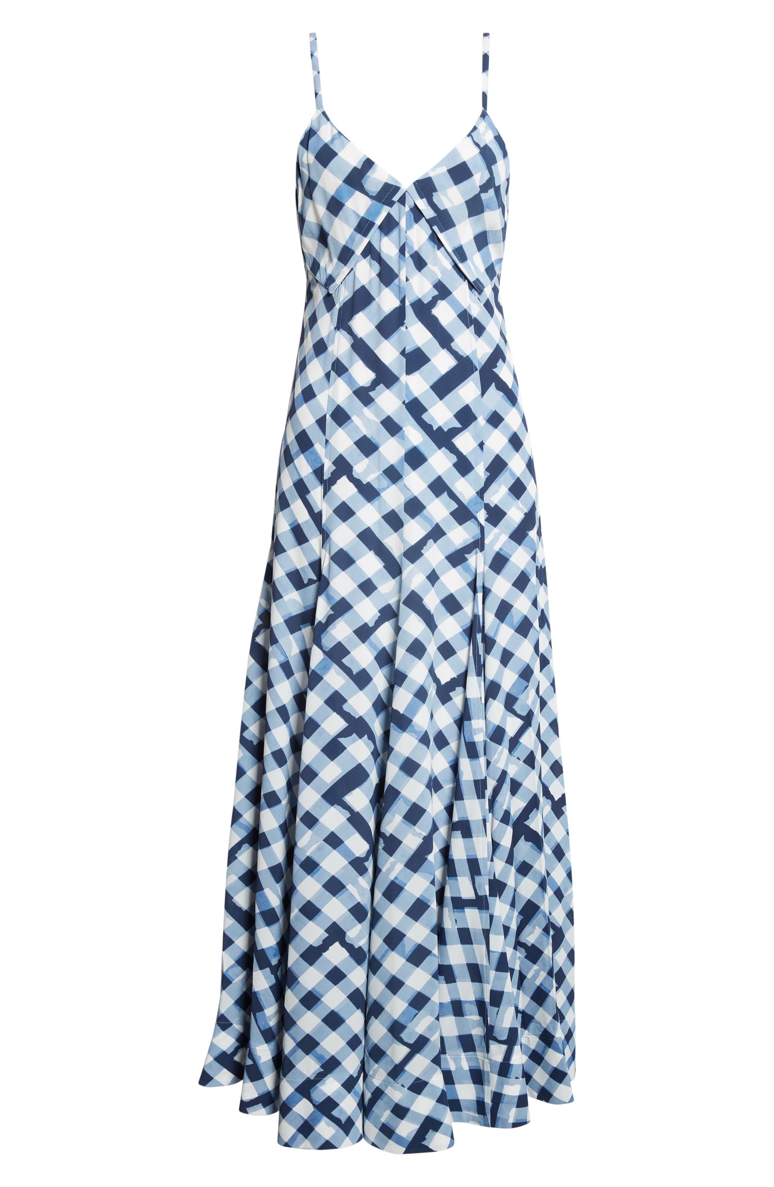 Proenza Schouler June Abstract Gingham Crêpe de Chine Maxi Dress in Dark Navy Multi at Nordstrom - 5