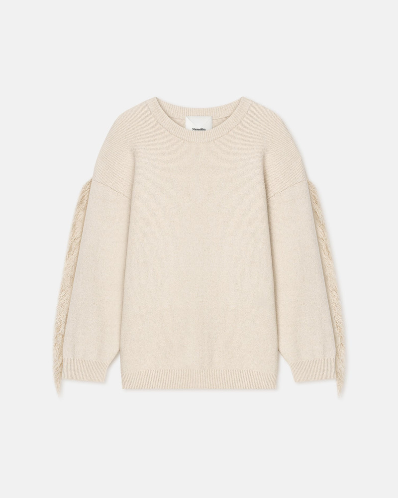 Fringed Textured-Linen Sweatshirt 5