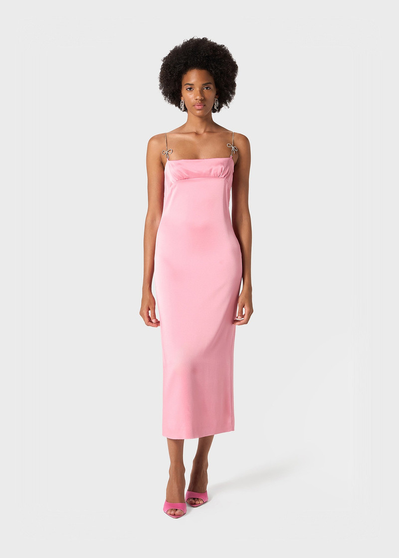 Blumarine MIDI DRESS IN SATIN WITH RHINESTONE DETAILS outlook