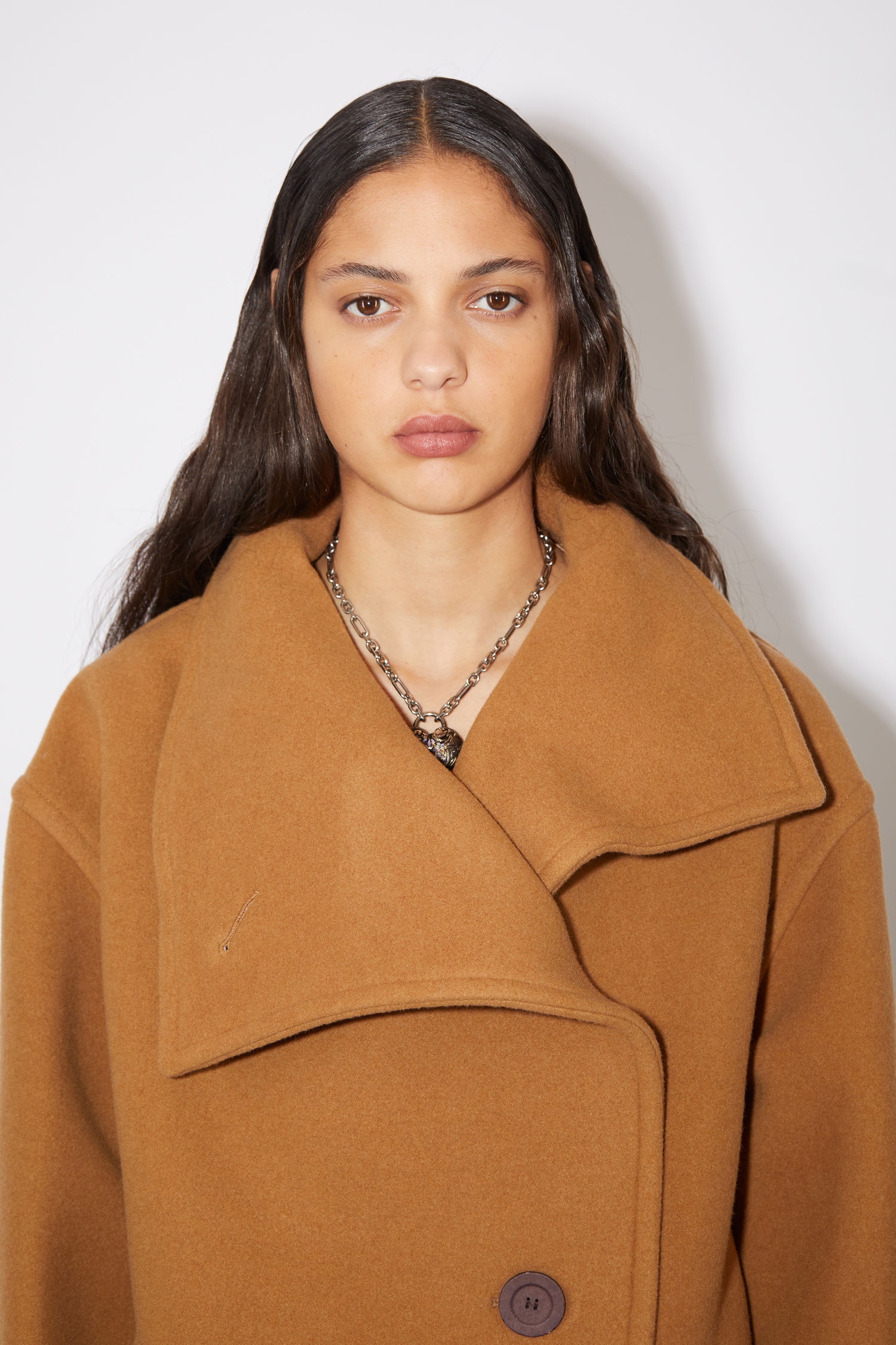 Funnel neck coat - Camel brown - 7