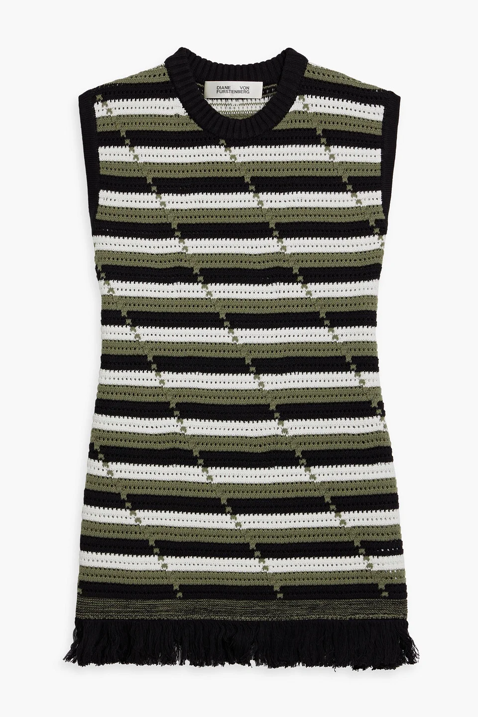 Cassie striped pointelle-knit cotton vest - 1