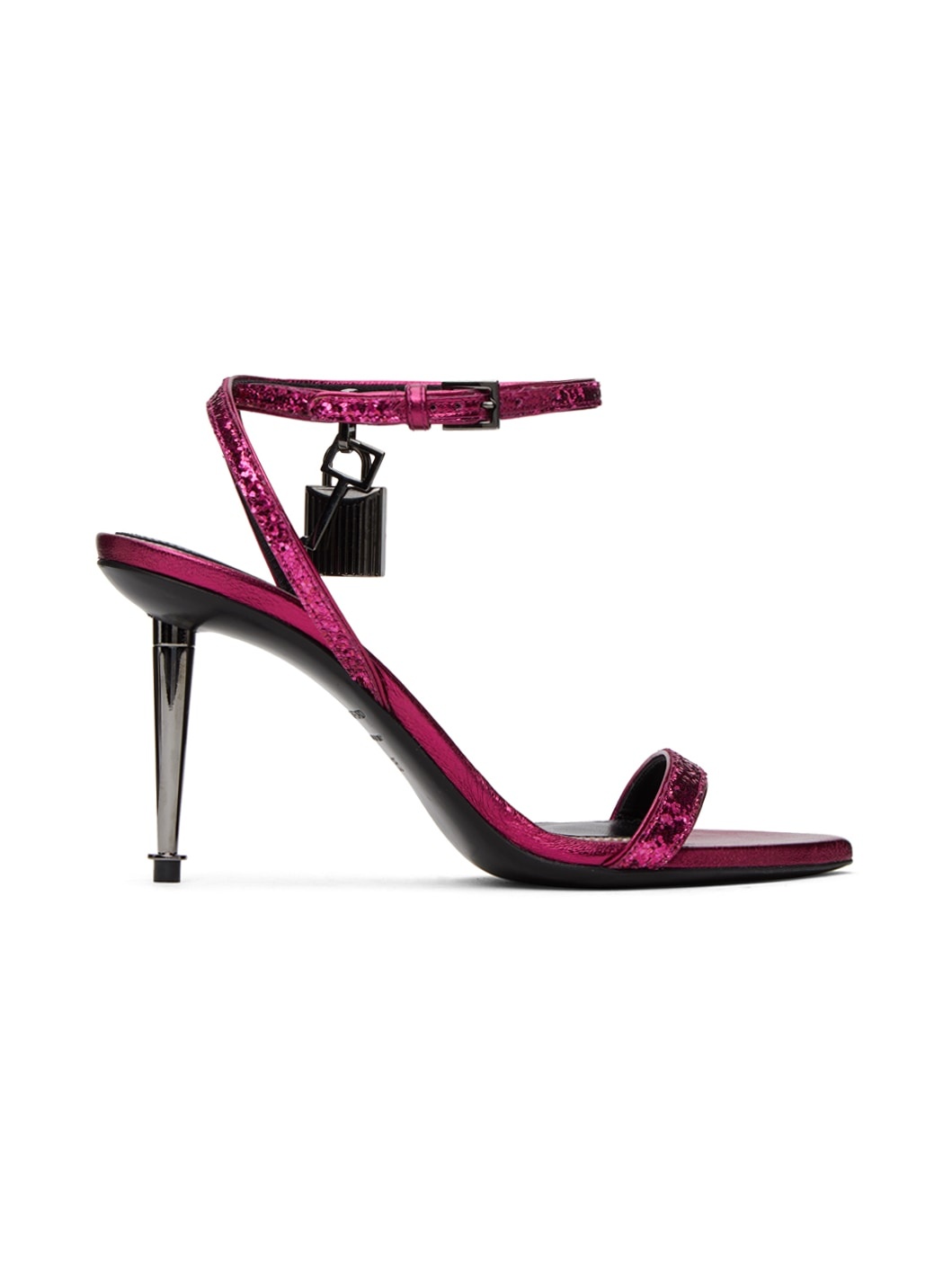 Pink Padlock Pointy Naked Heeled Sandals - 1