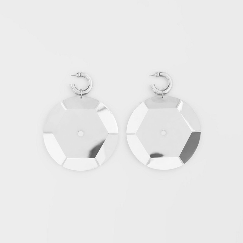 Palladium 도금된 Paillette Hoop 귀걸이 1