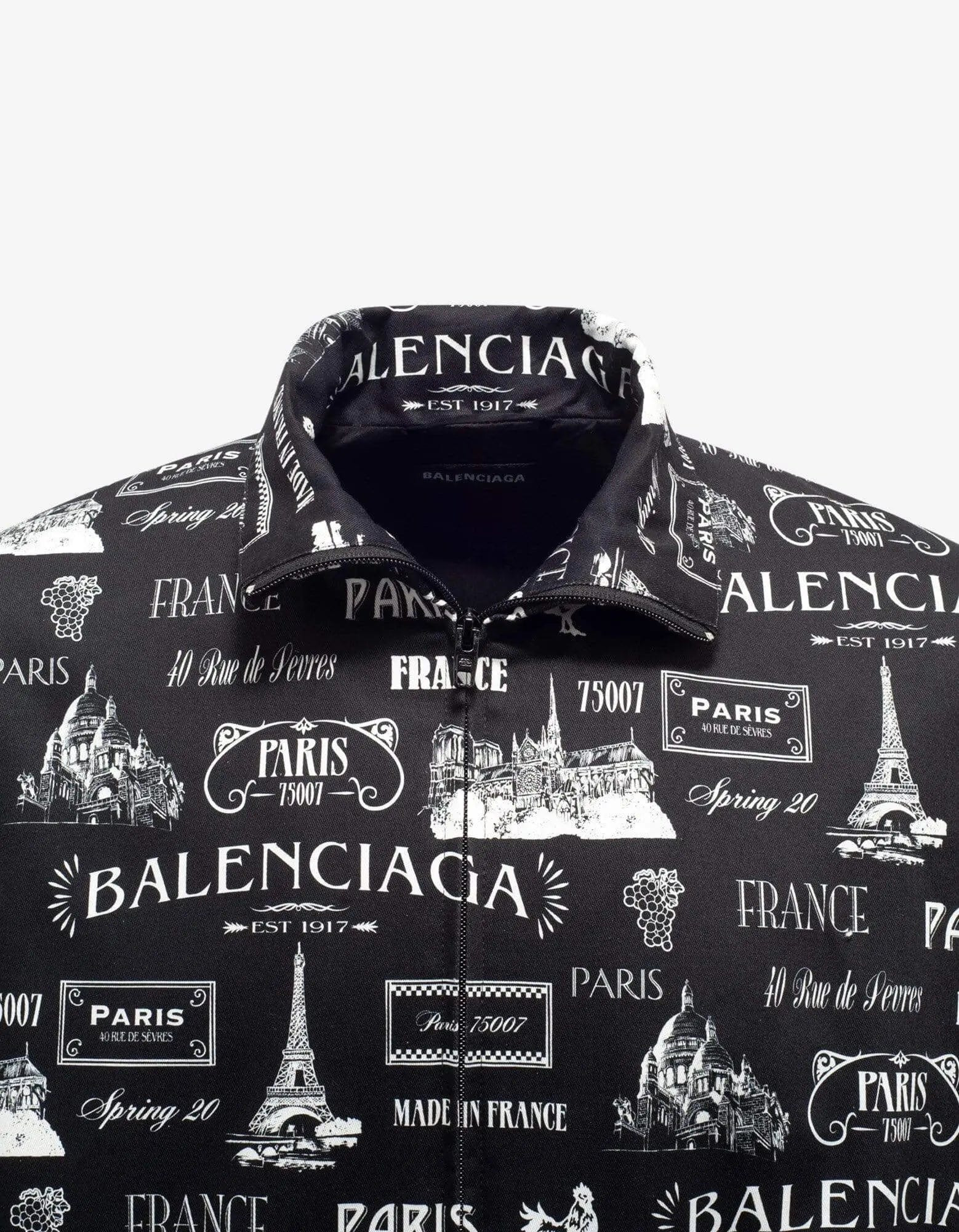 Balenciaga Black Double Sleeve Paris Resto Print Windbreaker - SS20 - 3