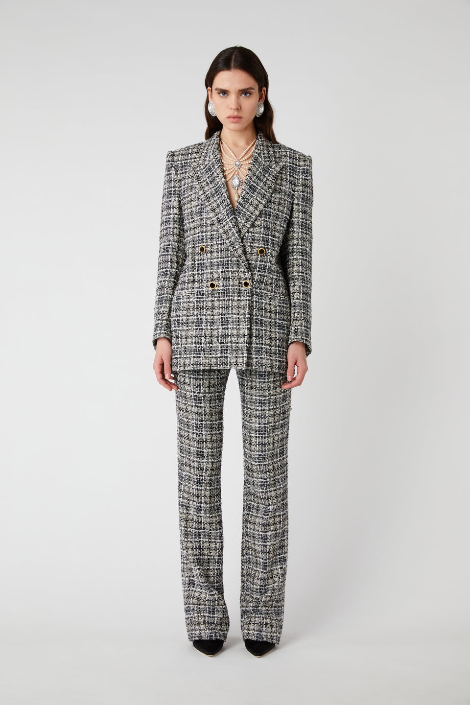 OVERSIZED CHECKED LUREX TWEED JACKET - 4