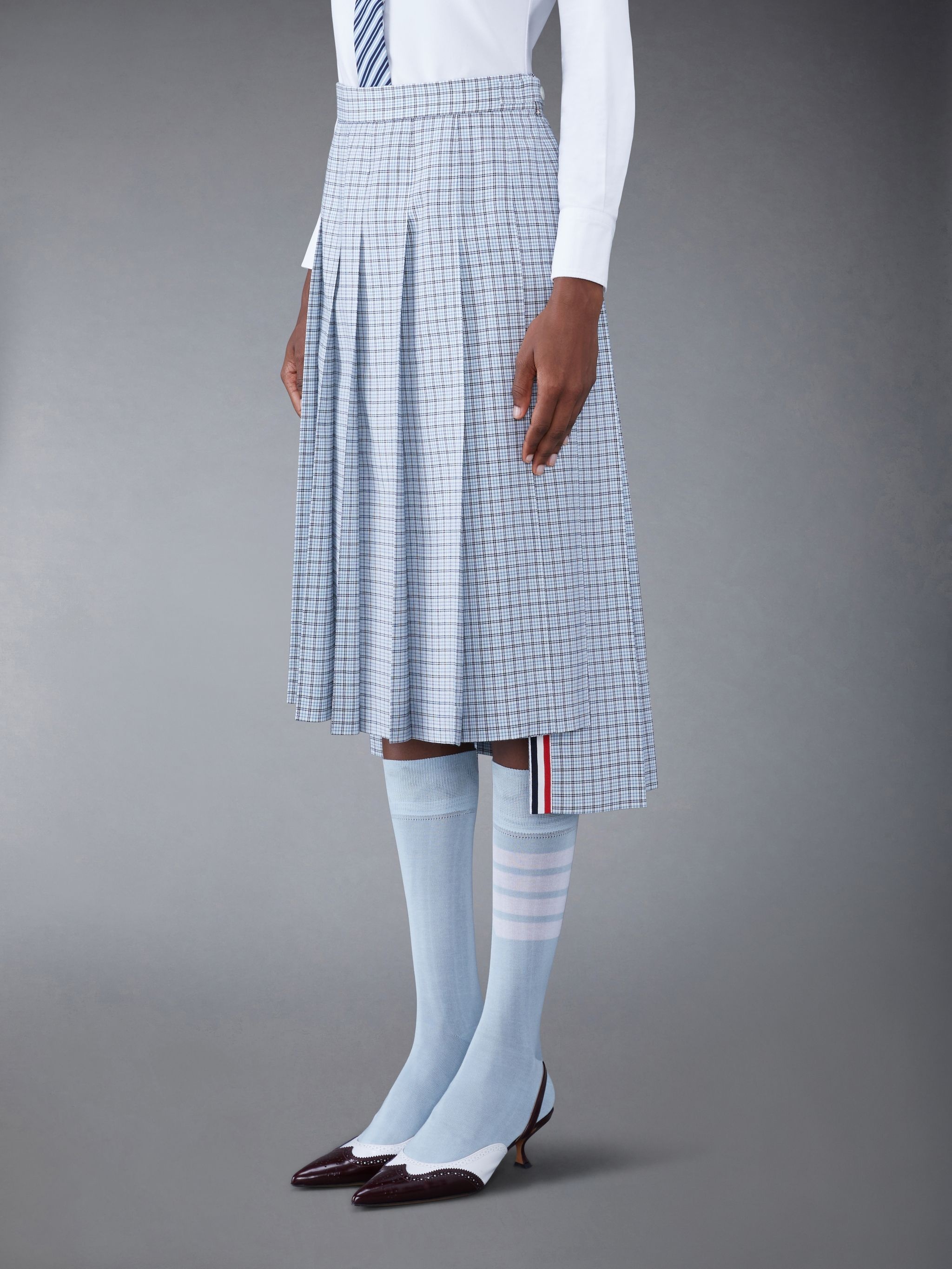 Check Wool Midi Classic Pleated Skirt - 2