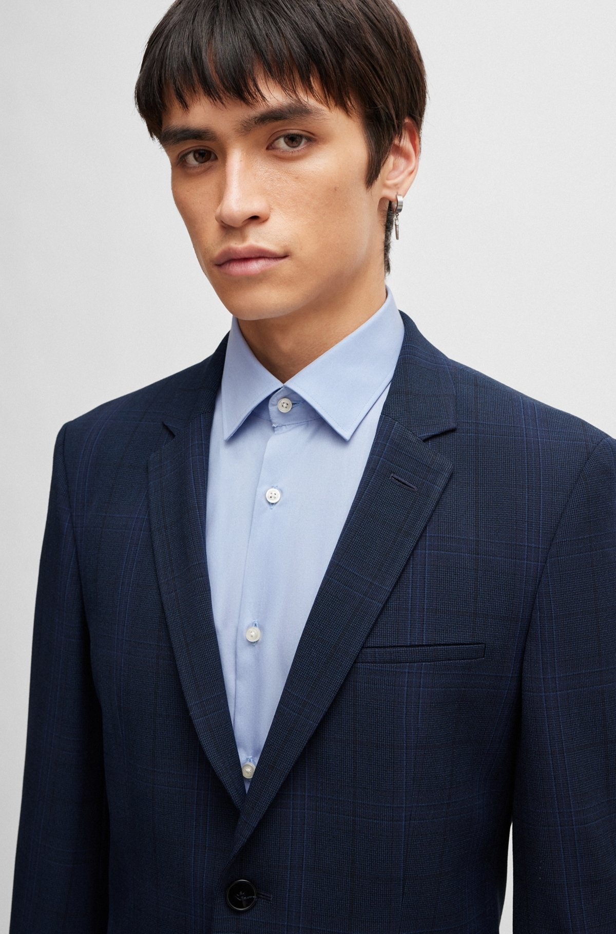 EXTRA-SLIM-FIT JACKET IN CHECKED PERFORMANCE-STRETCH FABRIC - 5