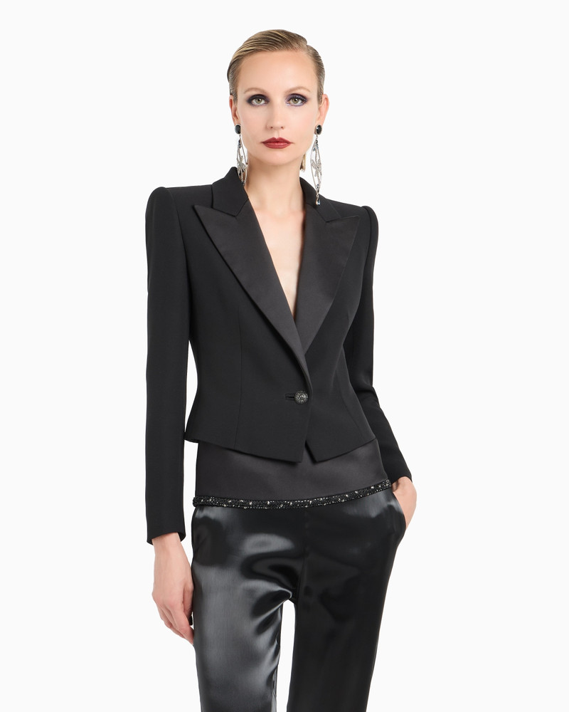 GIORGIO ARMANI GLITTER SILK-CADY SINGLE-BREASTED SHORT JACKET outlook