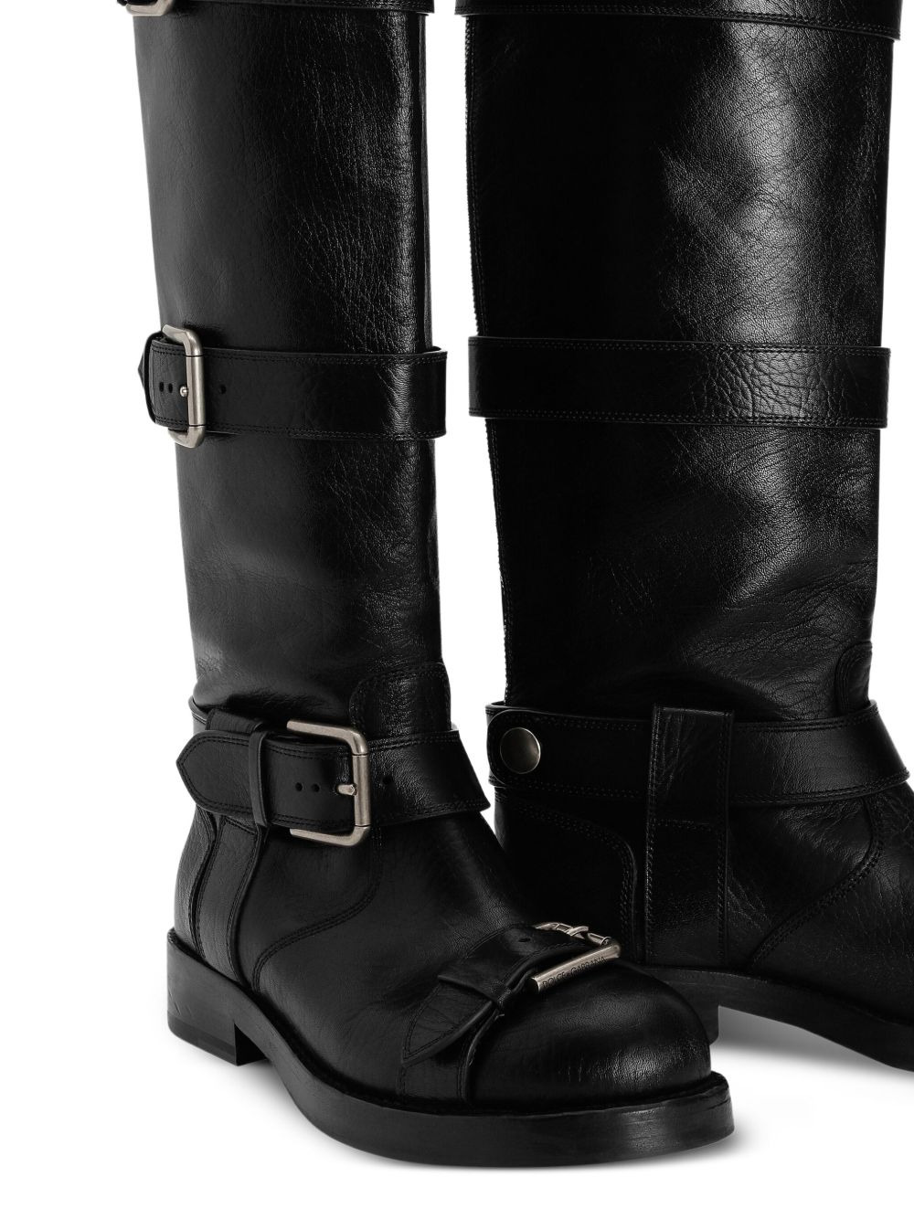 buckle-strap leather boots - 4