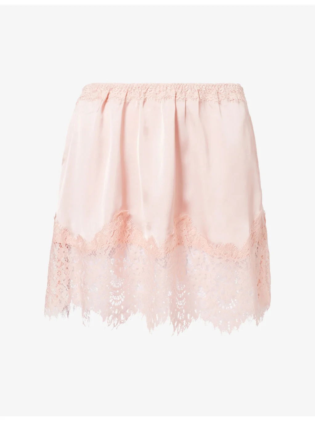 Lace-Trim Satin Mini Skirt - 1