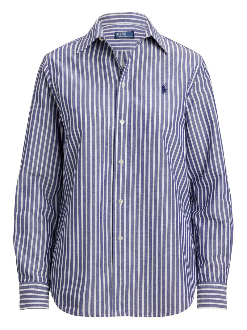 striped logo-embroidered shirt 1
