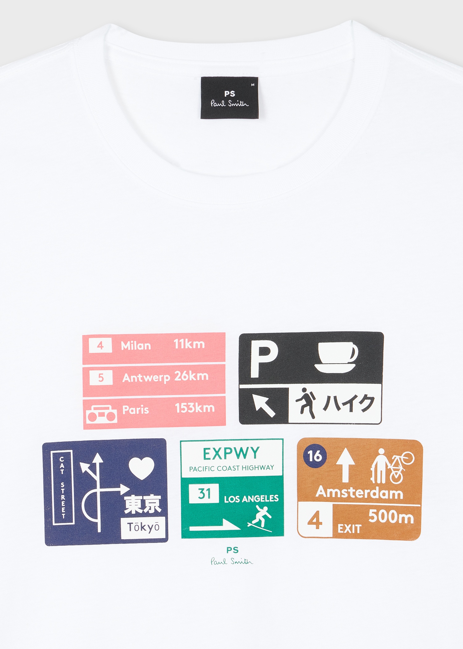 White 'Road Signs' Print T-Shirt - 2