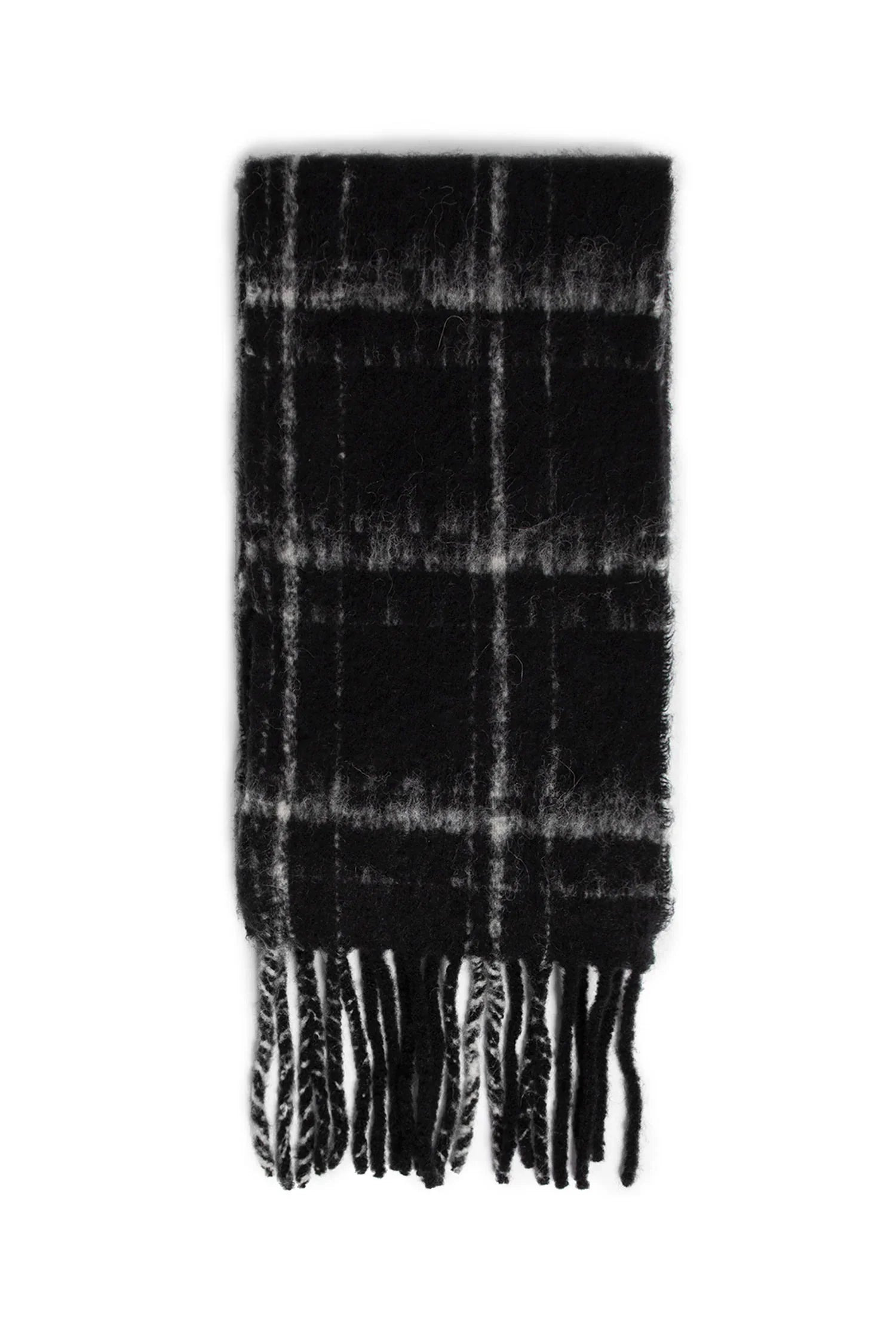 Fuzzy Alpaca Check Estate Scarf - 1