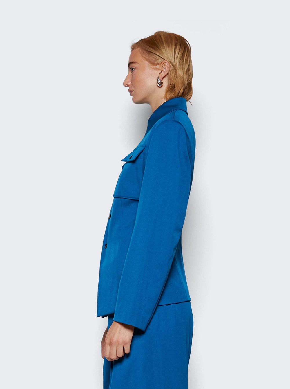 Wool Gabardine Shirt Jacket Pacific Blue - 4
