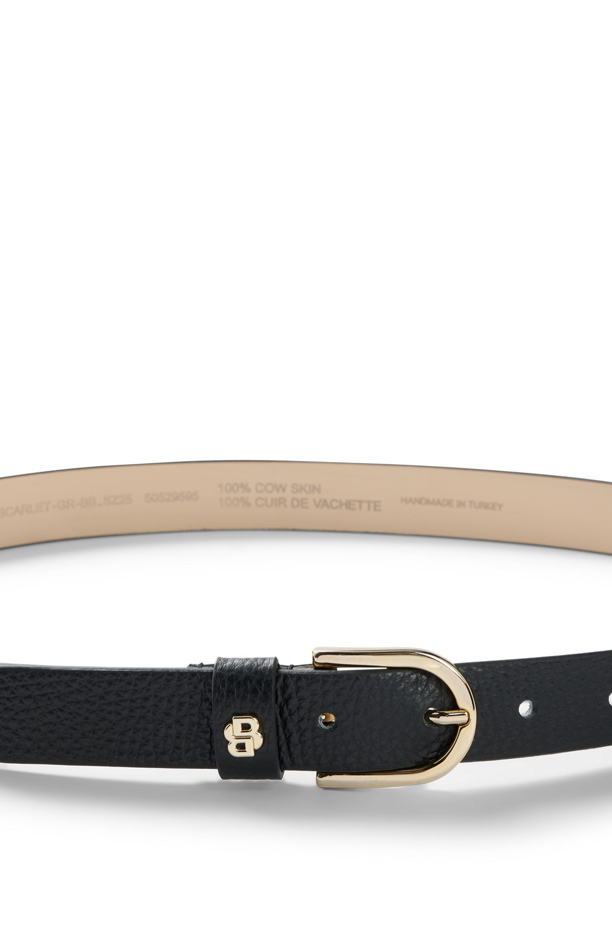 GRAINED-LEATHER BELT WITH DOUBLE B MONOGRAM - 4