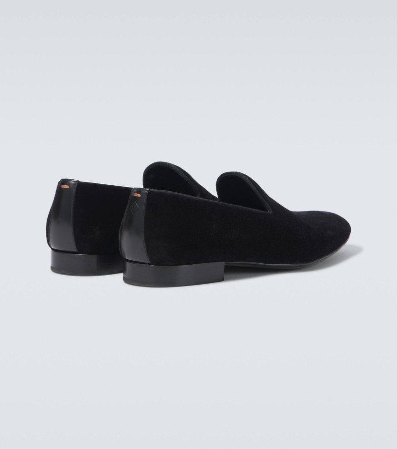 Leather-trimmed velvet loafers 6