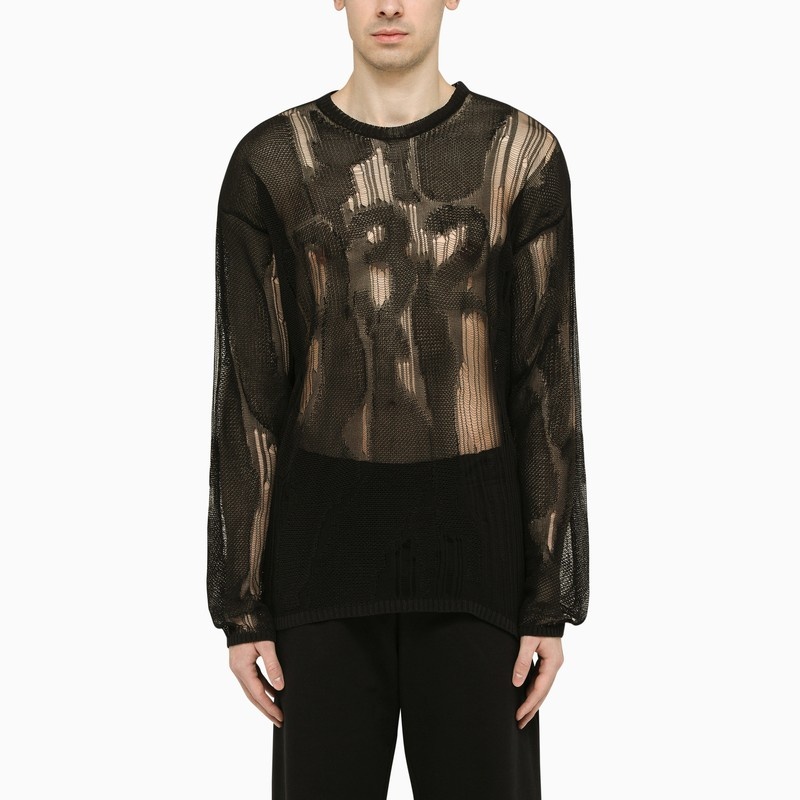 Destroyed effect black sweater - 1