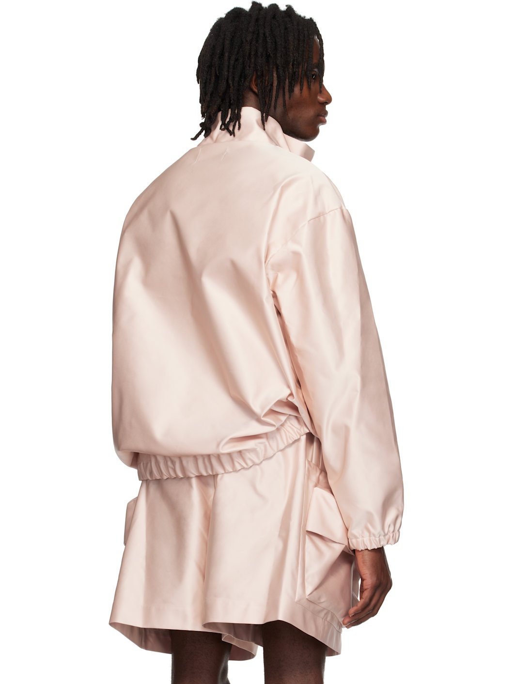 Pink Drawstring Cargo Flap Pocket Detail Jacket - 3