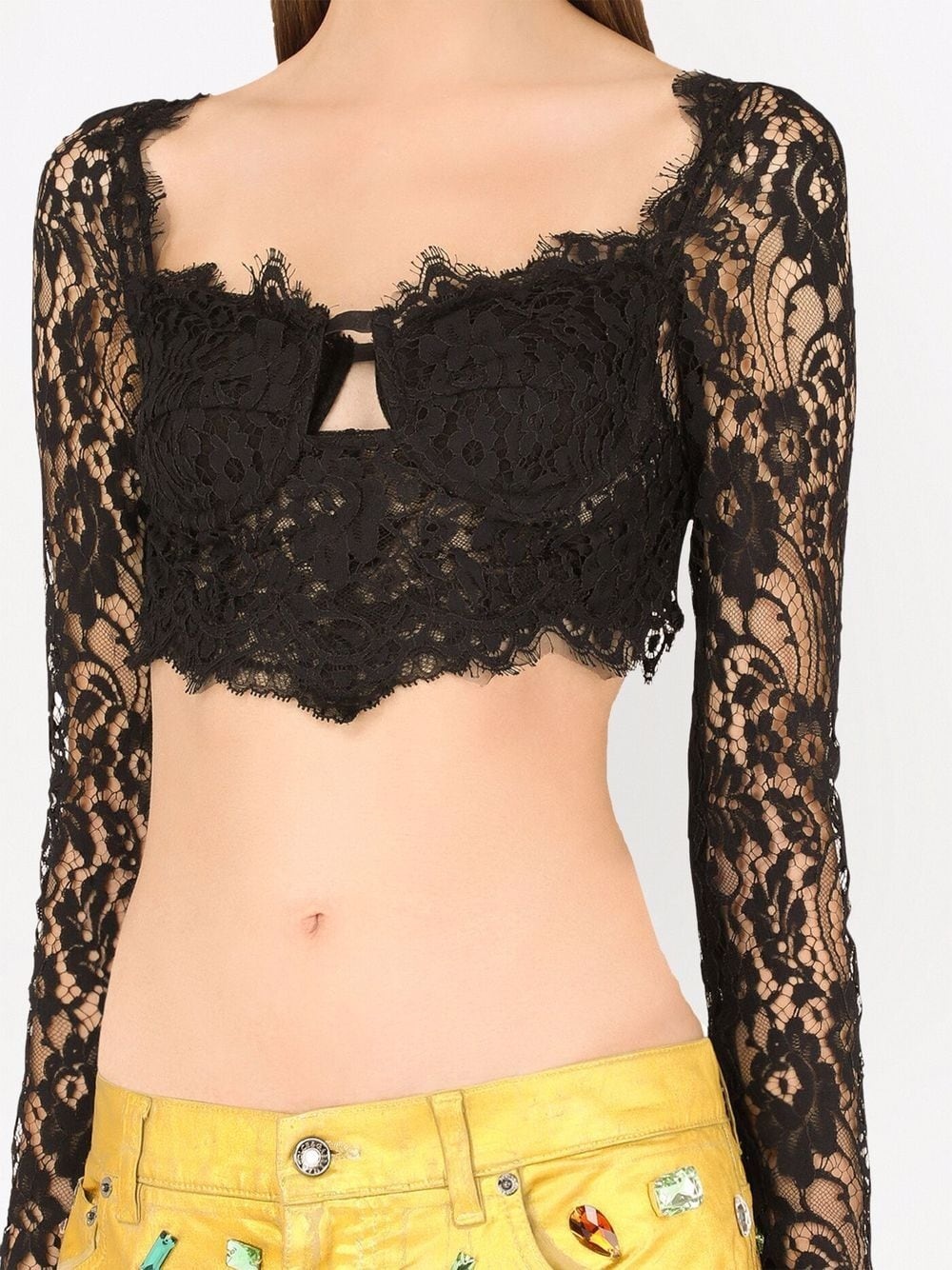 lace-detail cropped blouse - 5